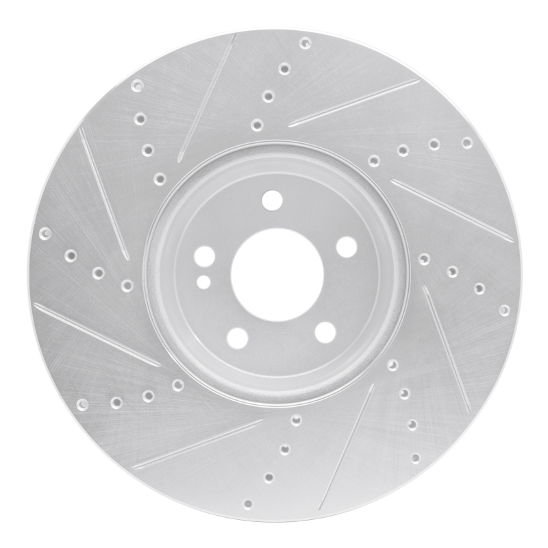 Mercedes-Benz C350E Brake Rotor (1) - Front Right - R1 Concepts - Drilled & Slotted - Silver - `15-`23